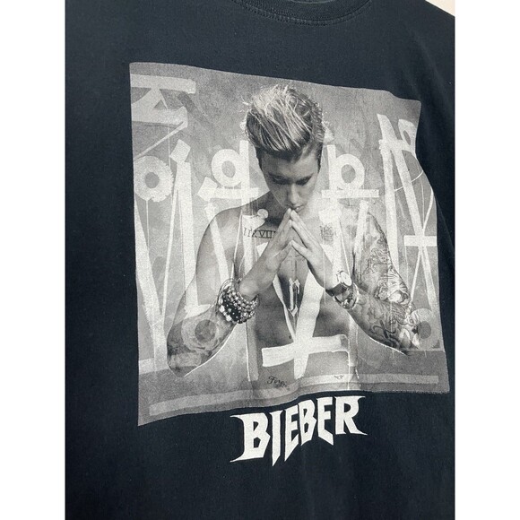 Justin Beiber Purpose Tour Black Tshirt Graphic Youth Kids Large Womens Small - Picture 3 of 5
